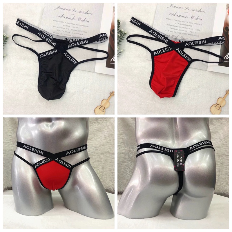 Celana Dalam Pria Low Waist jaring Silang berbentuk G String Pria Men's T-Back Thongs Y060