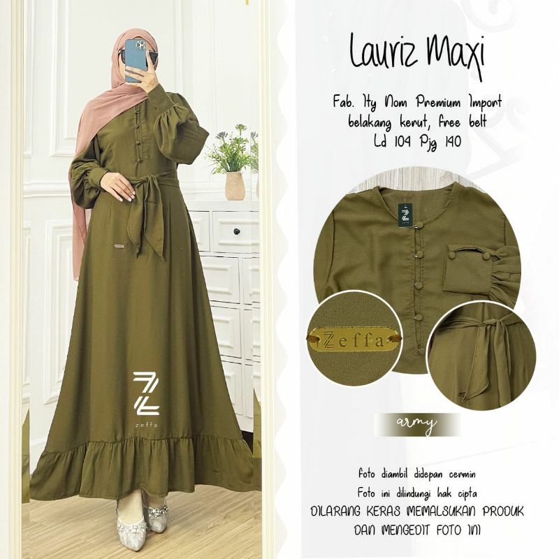 LAURIZ MAXY BY ZEFFA AFKA (DRESS MUSLIMAH) Maxi dress polos premium