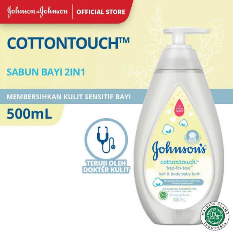 Johnson's Baby Cotton Touch Top To Toe Hair &amp; Body Bath 500ml Pump - Johnson Sabun Shampoo Bayi