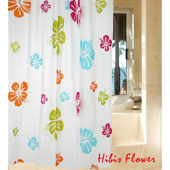 Harga Economis Tirai Kamar Mandi Shower Curtain Ukuran 180x180 Motif Selambu Kamar Mandi