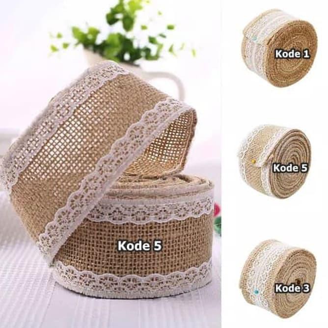 

Limited Stock Pita Burlap 2 Meter Renda Lace Vintage Decor Kain Goni Craft Import