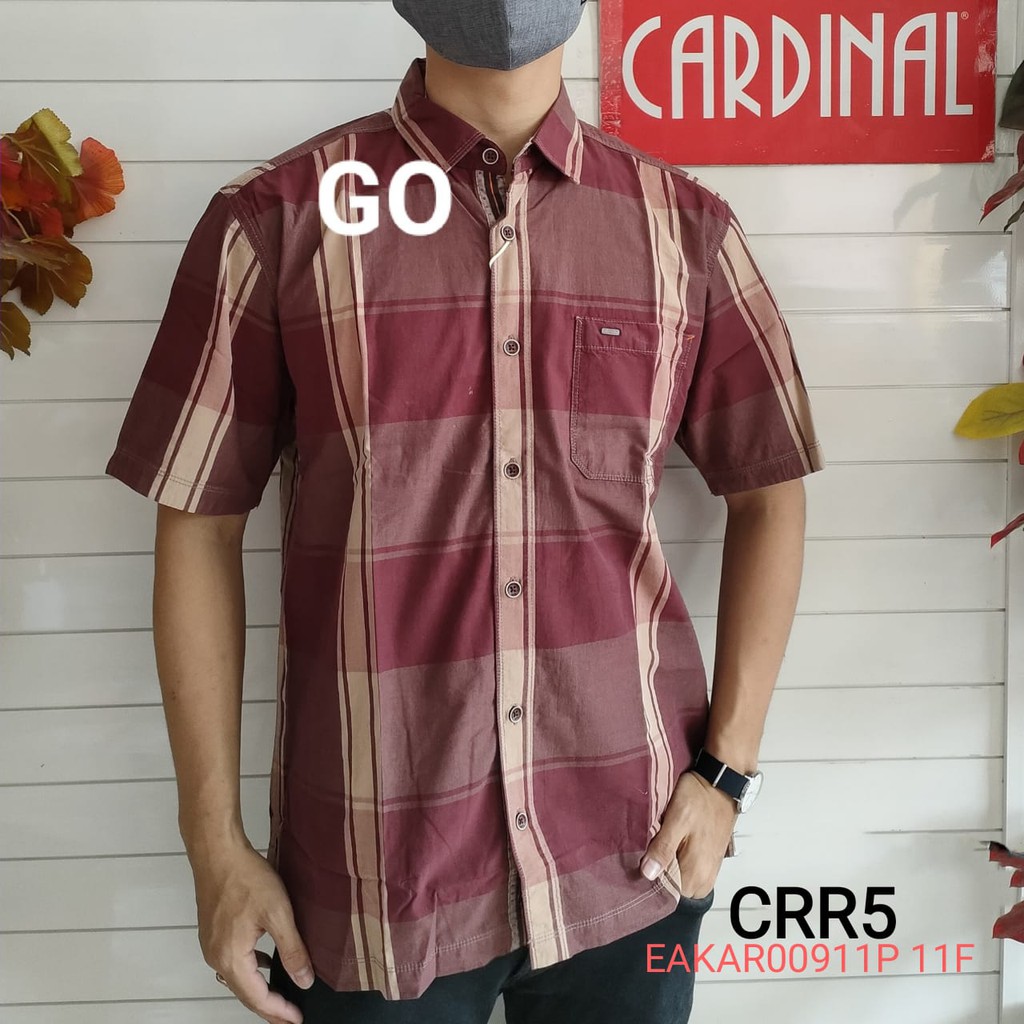 gof CRR CARDINAL KEMEJA CASUAL Hem Pria Baju Cowok Pakaian Pria Lengan Pendek