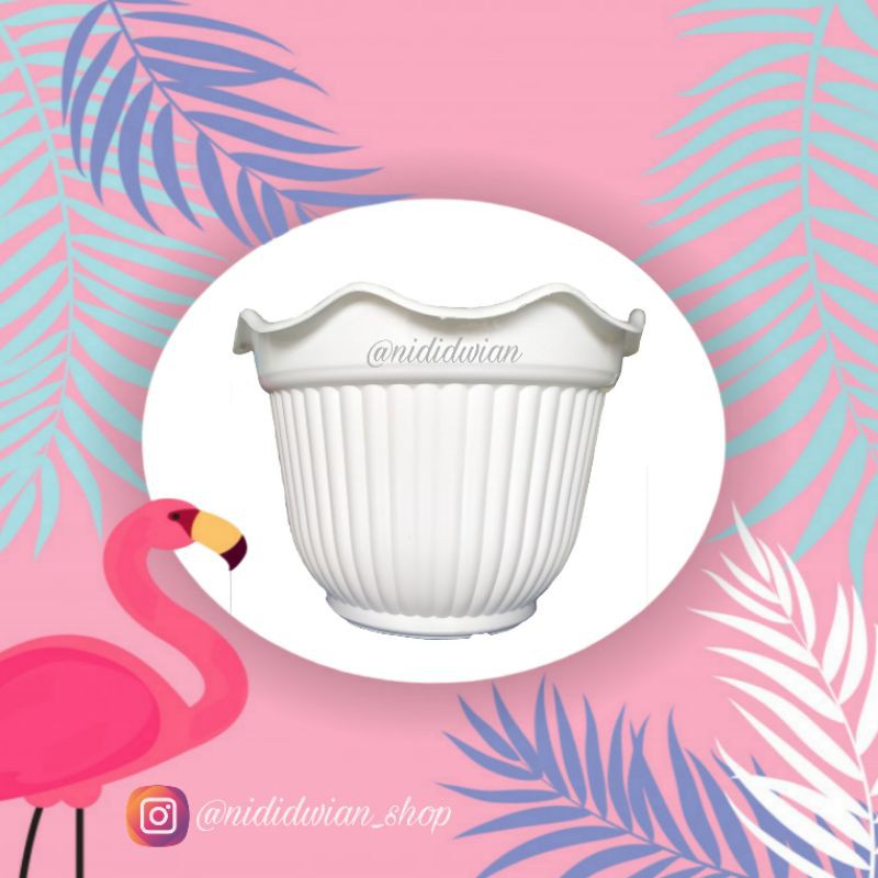 Grosir pot bunga plastik pot belimbing doremi ukuran 35 putih