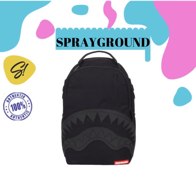 Sprayground Black Ghost Shark Nubuck Suede Backpack Tas Ransel Sprayground