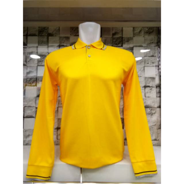 Kaos polo pria berkerah polos lengan panjang warna KUNING kaos polo pria dan wanita polos panjang