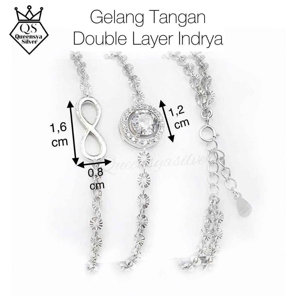 GELANG PERAK WANITA ASLI SILVER 925 || LAPIS EMAS PUTIH || MODEL GELANG NORI KILAP DOUBLE LAYER INFINITY SOLITAIR KOREA