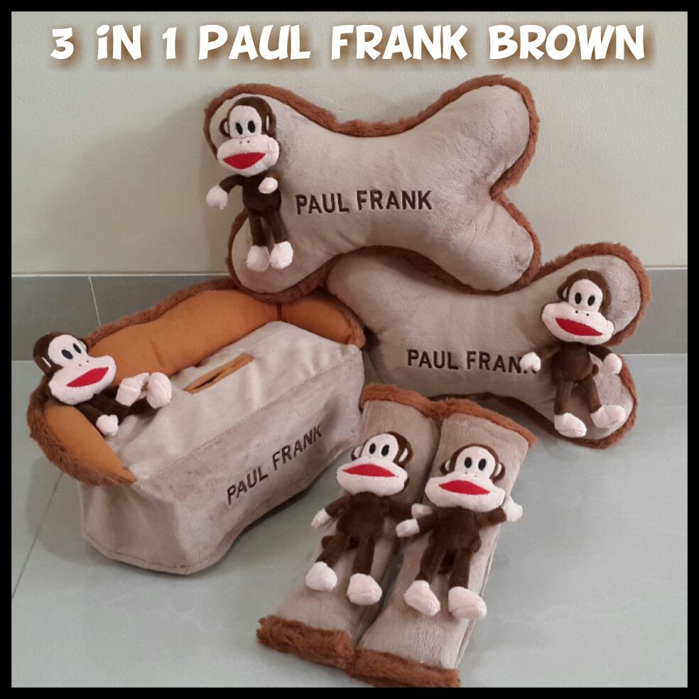 Bantal Mobil 3 In 1 Boneka Paul Frank Brown