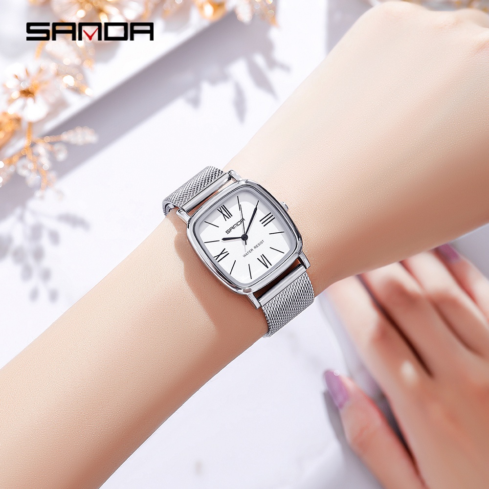 SANDA P1101 Jam Tangan Wanita Analog Classic Tali Stainless Steel Quartz WATCHKITE WKOS