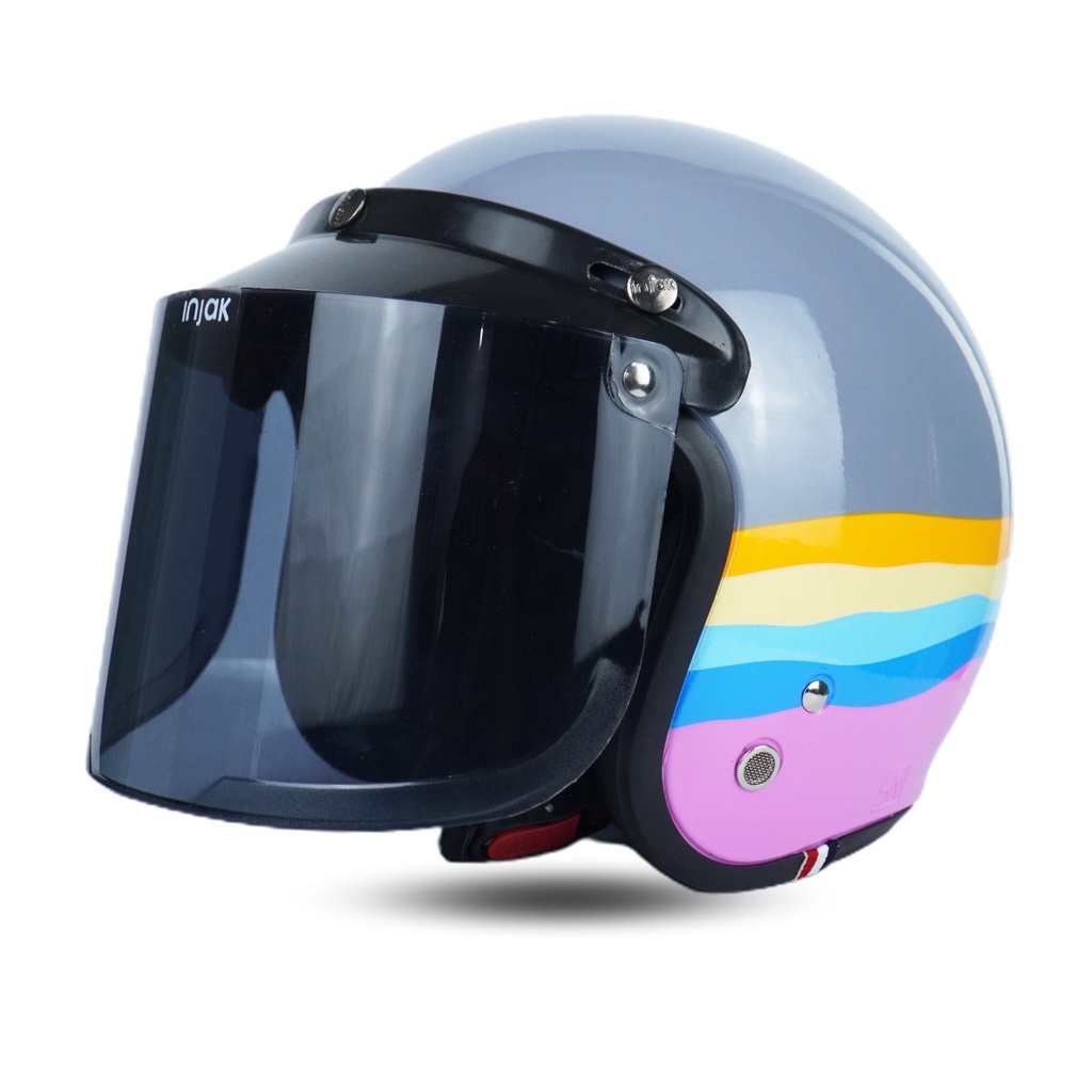 Helm Bogo Retro Dewasa Pria Wanita SNI Aesthetic Garis Premium