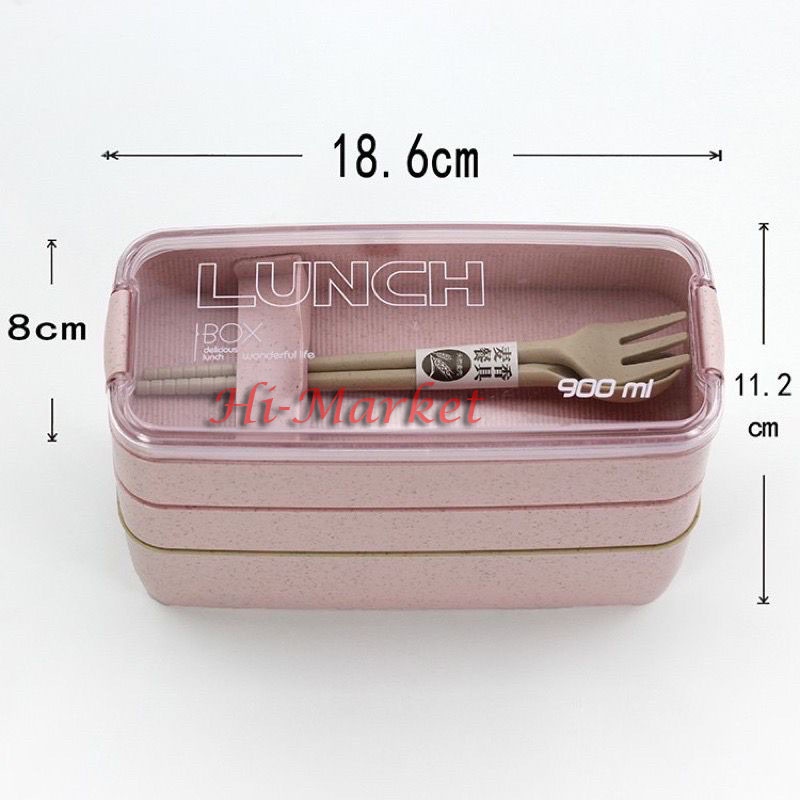 LUNCH BOX 900ml /KOTAK MAKAN SET 3TINGKAT BENTO/BEKAL KOTAK MAKAN