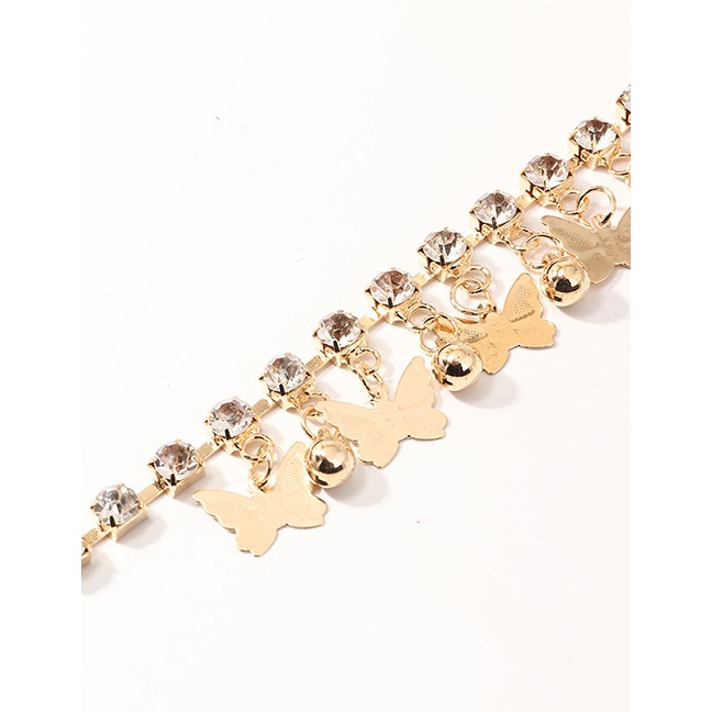 LRC Gelang Tangan Fashion Golden Diamond Ball Butterfly Bracelet D81694