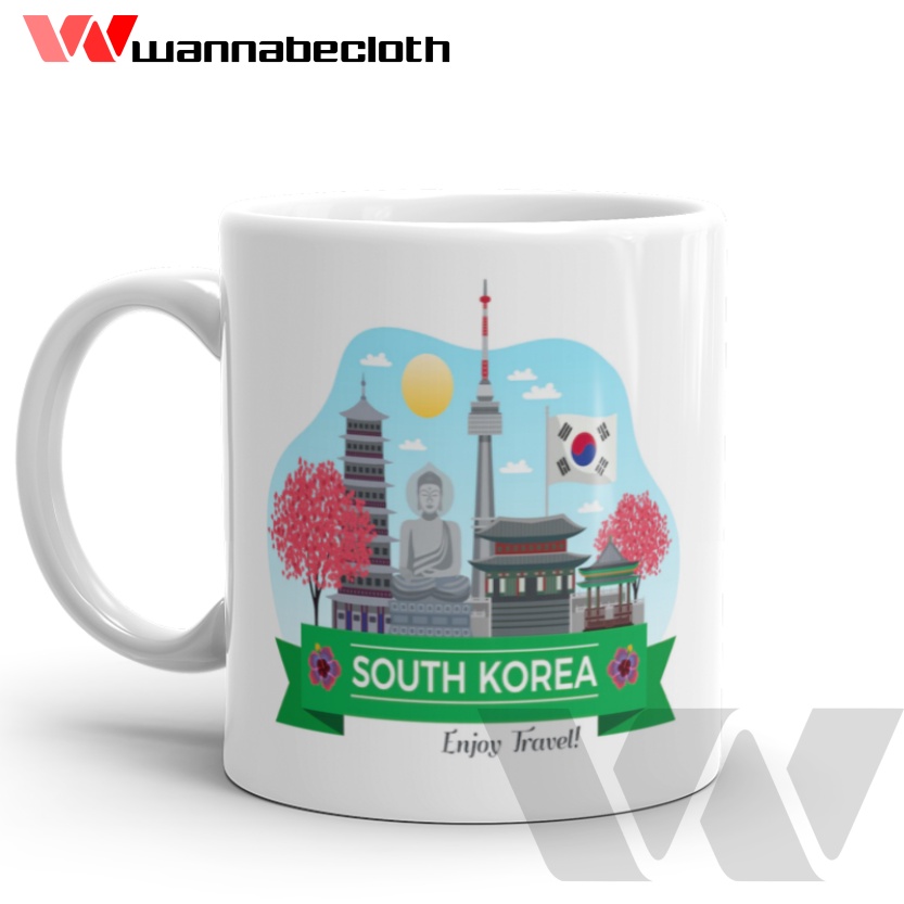 Mug Korea Gelas Korea Cetak Mug Custom Kado Gift Hadiah Souvenir Mug Seoul Mug Korea Art C