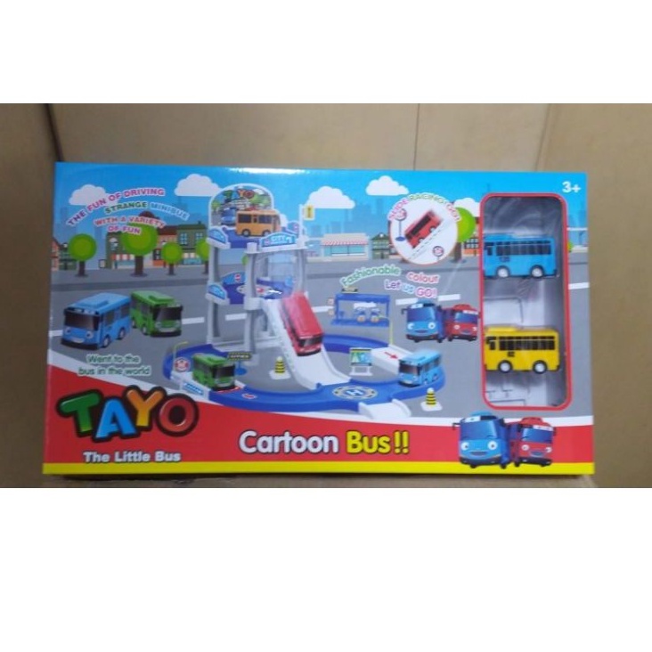 Mainan Track Parkir Lot Tayo Track Tayo Cartoon Bus