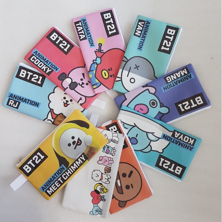 BT21 PENCIL CASE TAS KOSMETIK TEMPAT PENSIL PULPEN POUCH KPOP BANGTAN BOYS