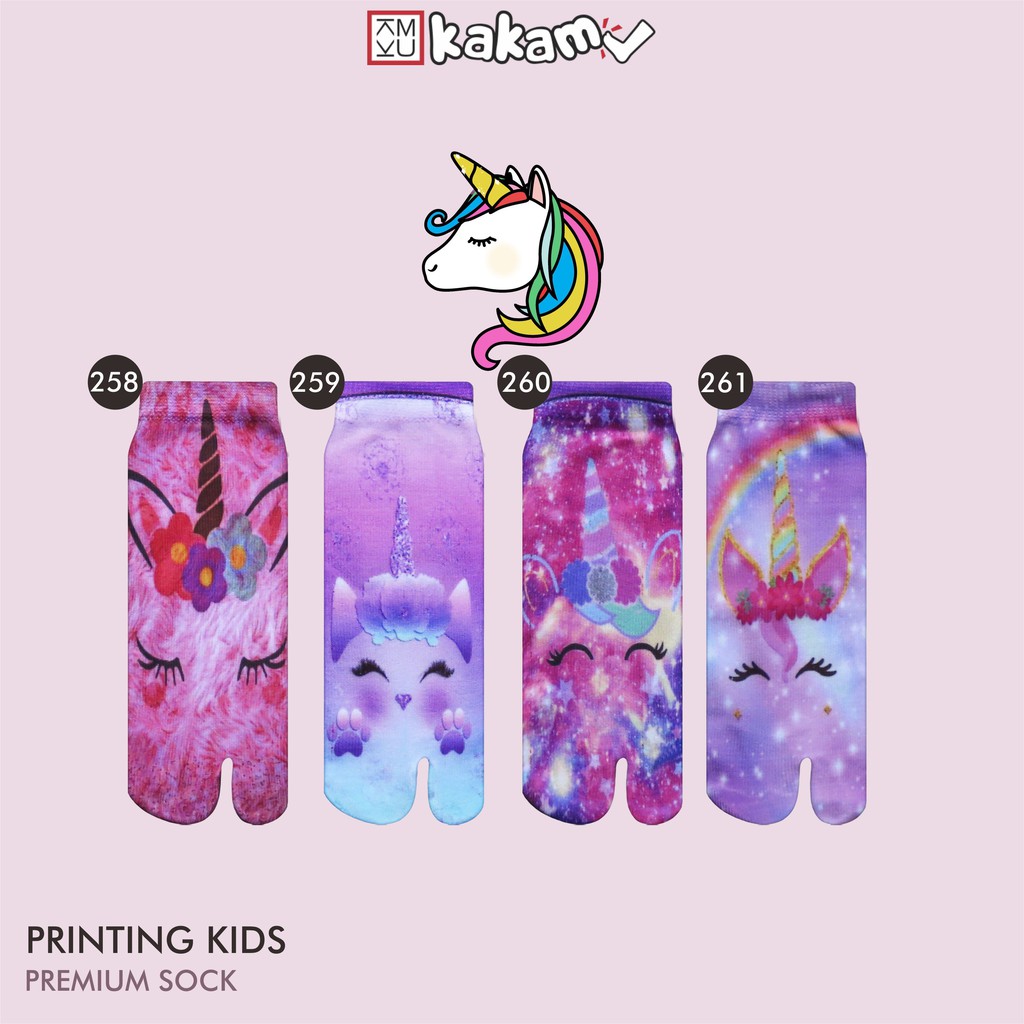 Kakamu Kaos Kaki Jempol Anak Printing Karakter Unicorn 14