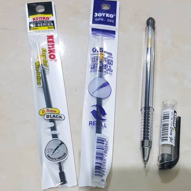 

Isi pulpen gel biru dan hitam