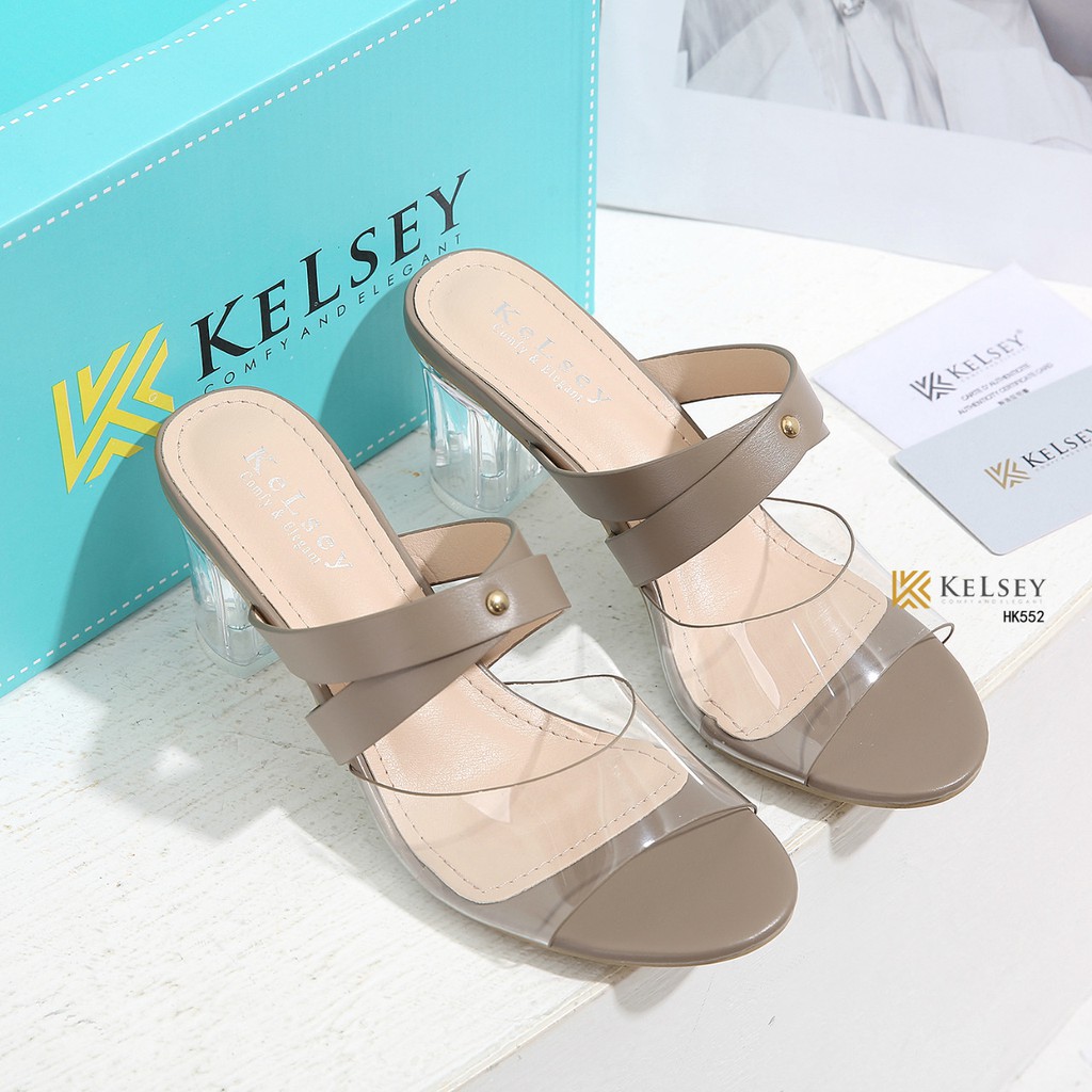 Kelsey Sandals Hak Kaca 8cm Wanita / Sandal Heels Wanita HK552