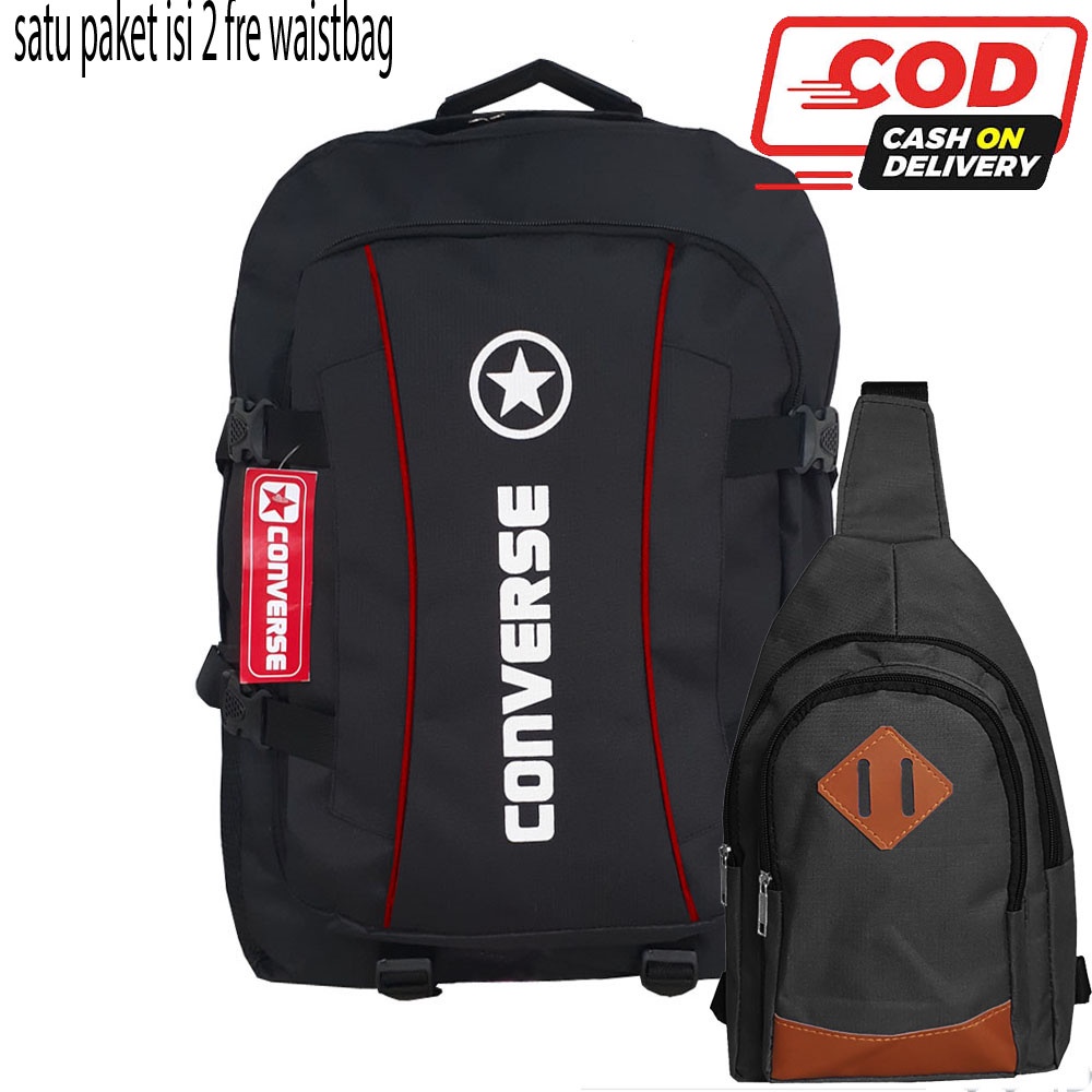 Paket Hemat Tas Ransel Distro C6700-L Tas  Denim Tas Sekolah Tas Ransel Kerja Tas Punggung Tas Korea Tas Model Terbaru Tas Remaja Hangout+ fre 1x waistbag