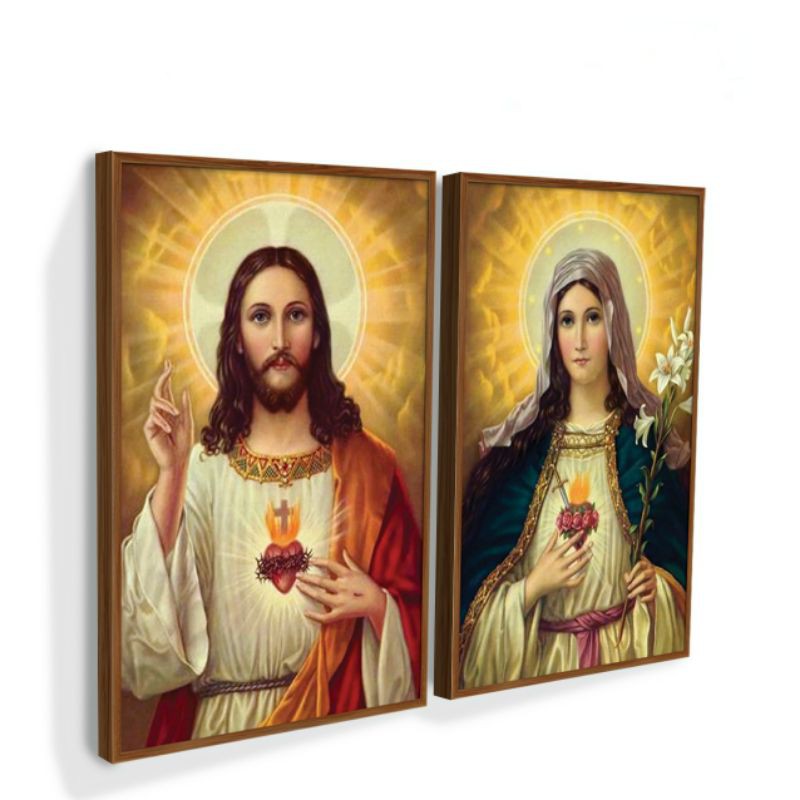Jual Paket Hiasan dinding Katolik Hati Kudus Yesus dan Hati Maria tak ...