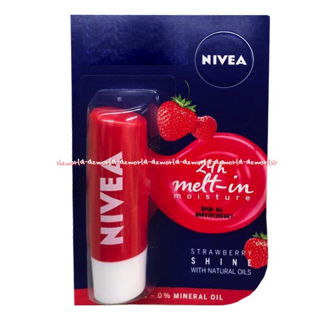 Nivea Strawberry Shine Caring Lip Balm Lip Care Lipgloss 24-h Melt in