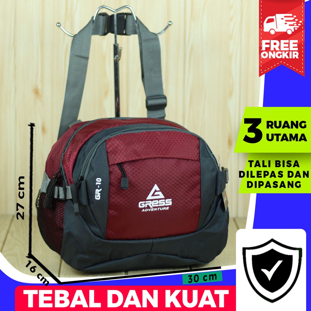 BARU Tas Selempang Outdoor Pria GRESS Original Sling Bag Distro Cowok Adventure Traveller Murah Awet