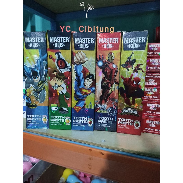 Pasta Gigi Master Kids Stroberi Orange Odol Anak Avengers Ben 10 Spiderman Iron Man