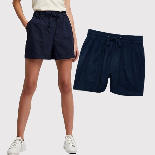 GAP Celana Pendek Wanita Linen Shorts Navy