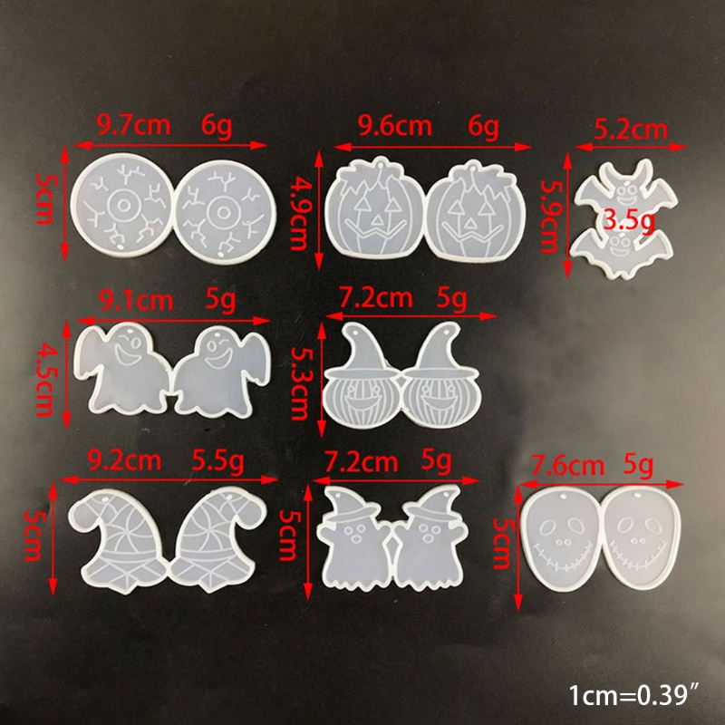 8pcs / Set Cetakan Liontin Anting Bahan Silikon Resin Epoksi Tema Halloween