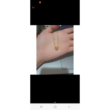 set kalung dan liontin huruf i elegant emas asli