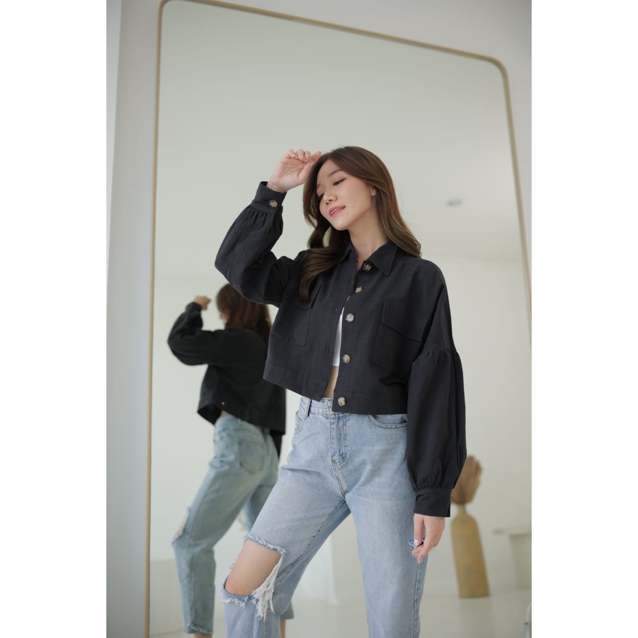 JAKET LINEN CROP / OUTER CROP LINEN