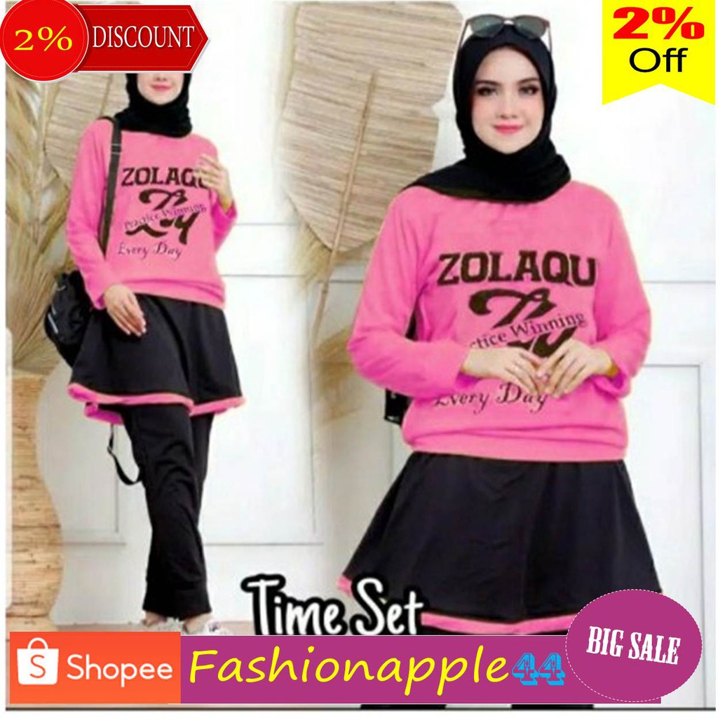 Set Baju Wanita Remaja Dewasa Murah Kekinian Terbaru 2020 Setelan Time Bhn Babyterry Allsize fit XL