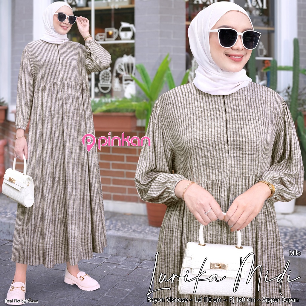 LURIKA 2 MIDI DRESS SALUR FASHION WANITA BEST SELLER BY PINKAN