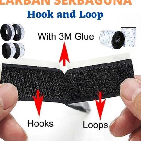 Bagus Banget.. 1 Roll Lakban Velcro Double Tape 3M Perekat Hook Loop Kait Pita Pengikat Lem Stiker N