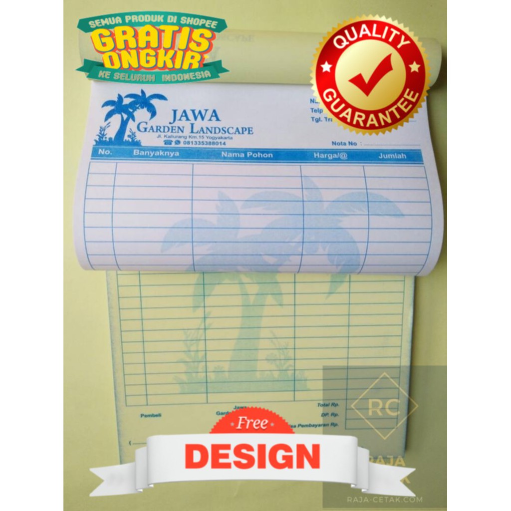 Cetak Nota 2 Rangkap 40 Buku Ncr 2000 Lembar Kwitansi Invoice Gratis Desain