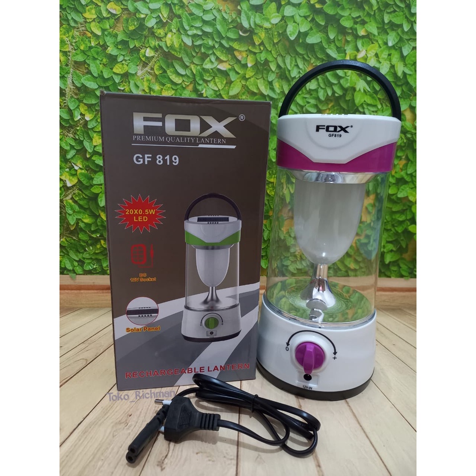 LAMPU TIDUR FOX F819 RECHARGEABLE LAMP SOLAR PANEL LAMPU DARURAT