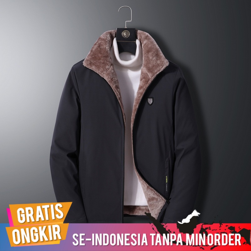 Jaket Import Pria Mantel Bulu Berjajar Empuk Berlapis Kapas
