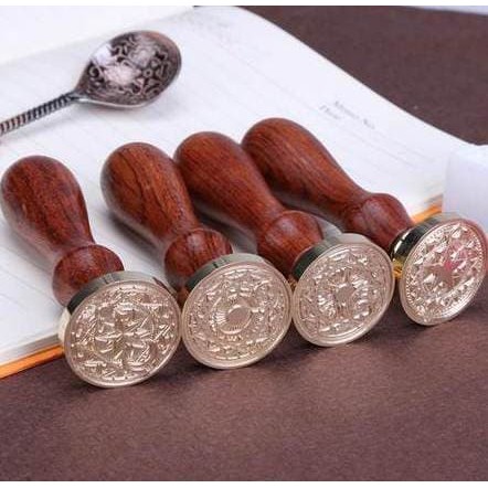 Sealing Wax Stamp with Wood Handle - Sun and Moon Magic Pattern