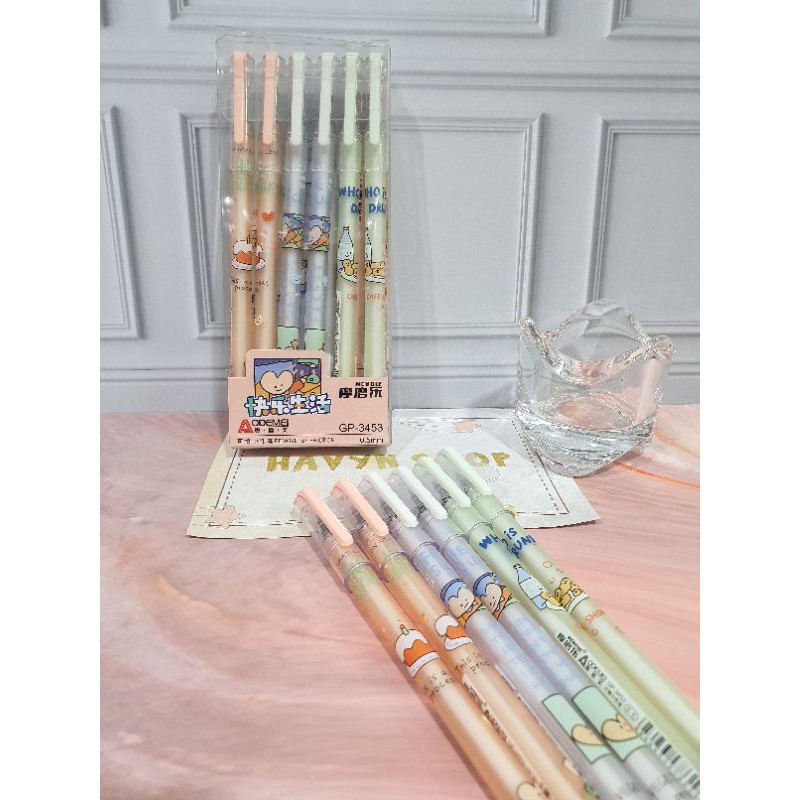 (12pc) pen bisa hapus/pen gel hapus/erasable pen/pen hapus lucu fancy ODEMEI-3453 LOVE
