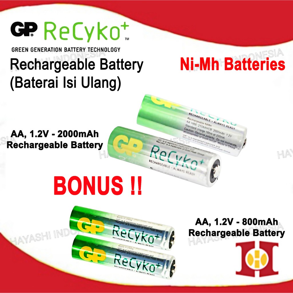 Baterai Cas Batre Isi Ulang AA A2 BONUS AAA A3 Mainan Remote Senter
