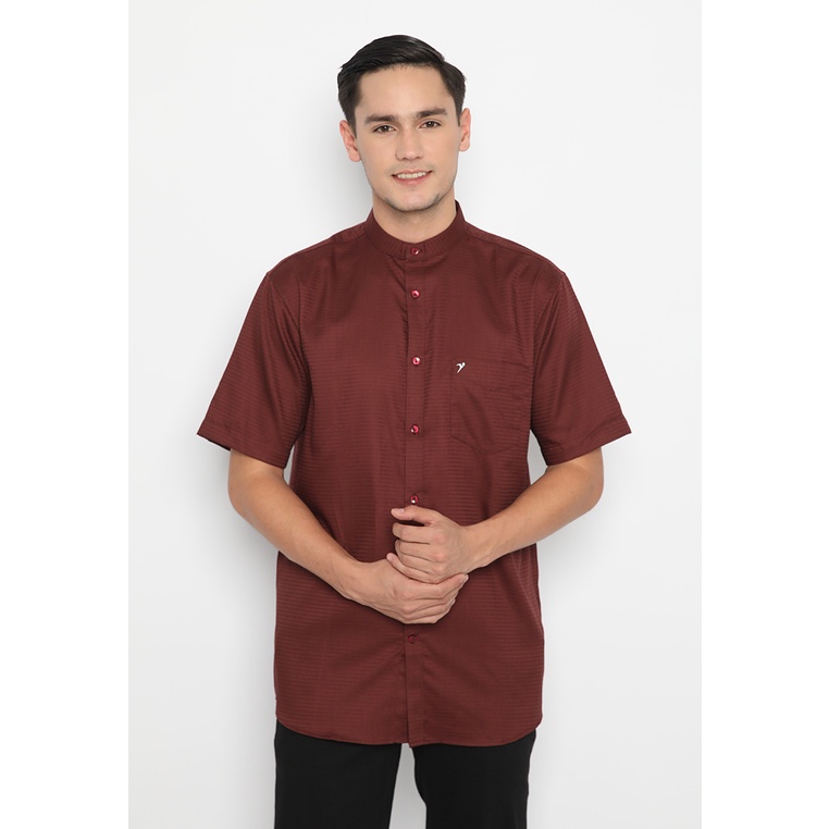 Jobb Ghazi Baju Koko Modern Pria Lengan Pendek Regular FIt Maroon