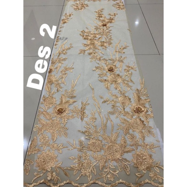 1/2 Meter Kain Tille Tulle Brokat Brukat 3D Mawar bahan kebaya gaun dress