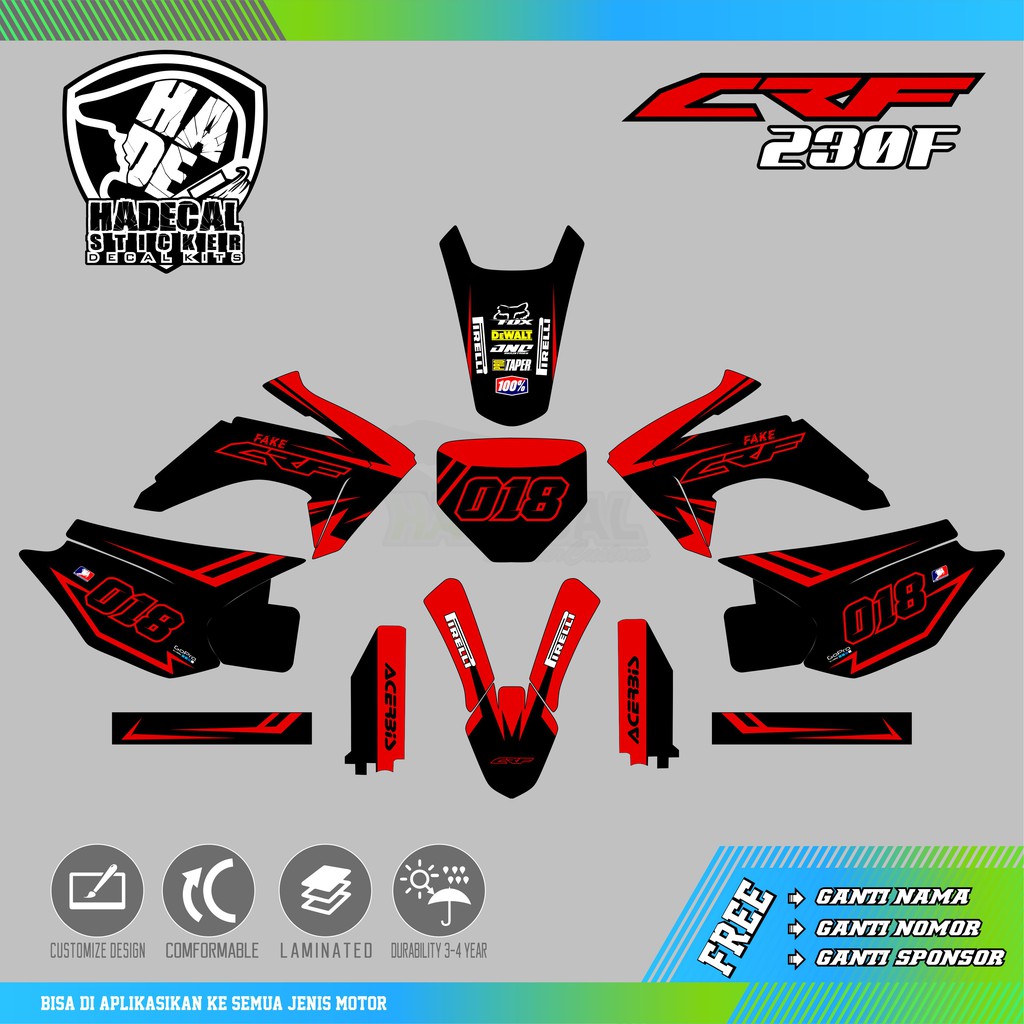 DECAL STICKER CRF 230F RED