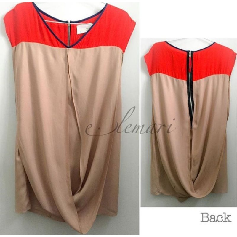 Major Minor Layer Dress in Light Brown mix Red (Preloved)
