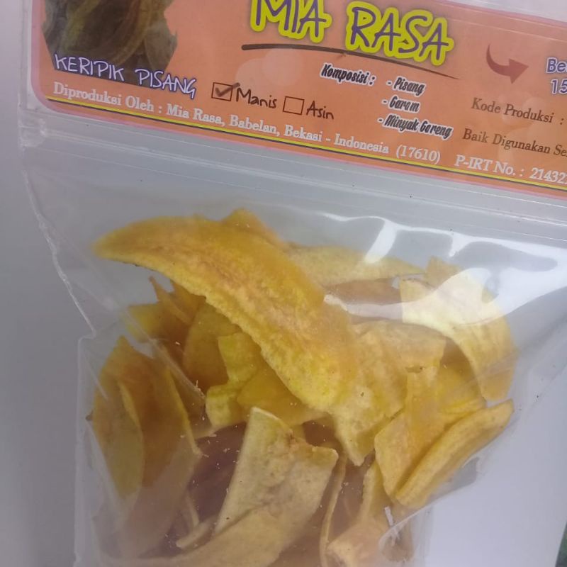 

Keripik Pisang/cemilan/banana chips Mia.Rasa (manis/asin)