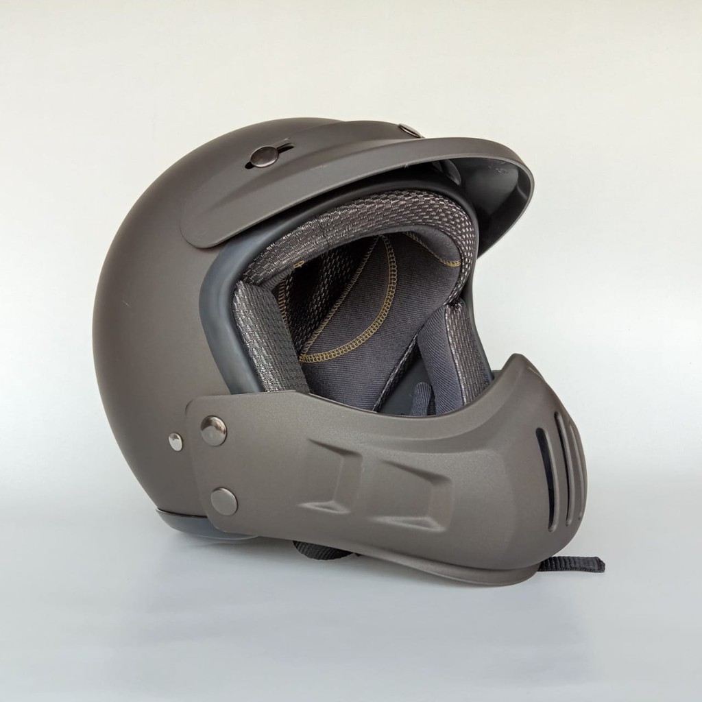 Helm Retro Cakil Modular Abu abu Doff (Vespa / Klasik / Vintage)