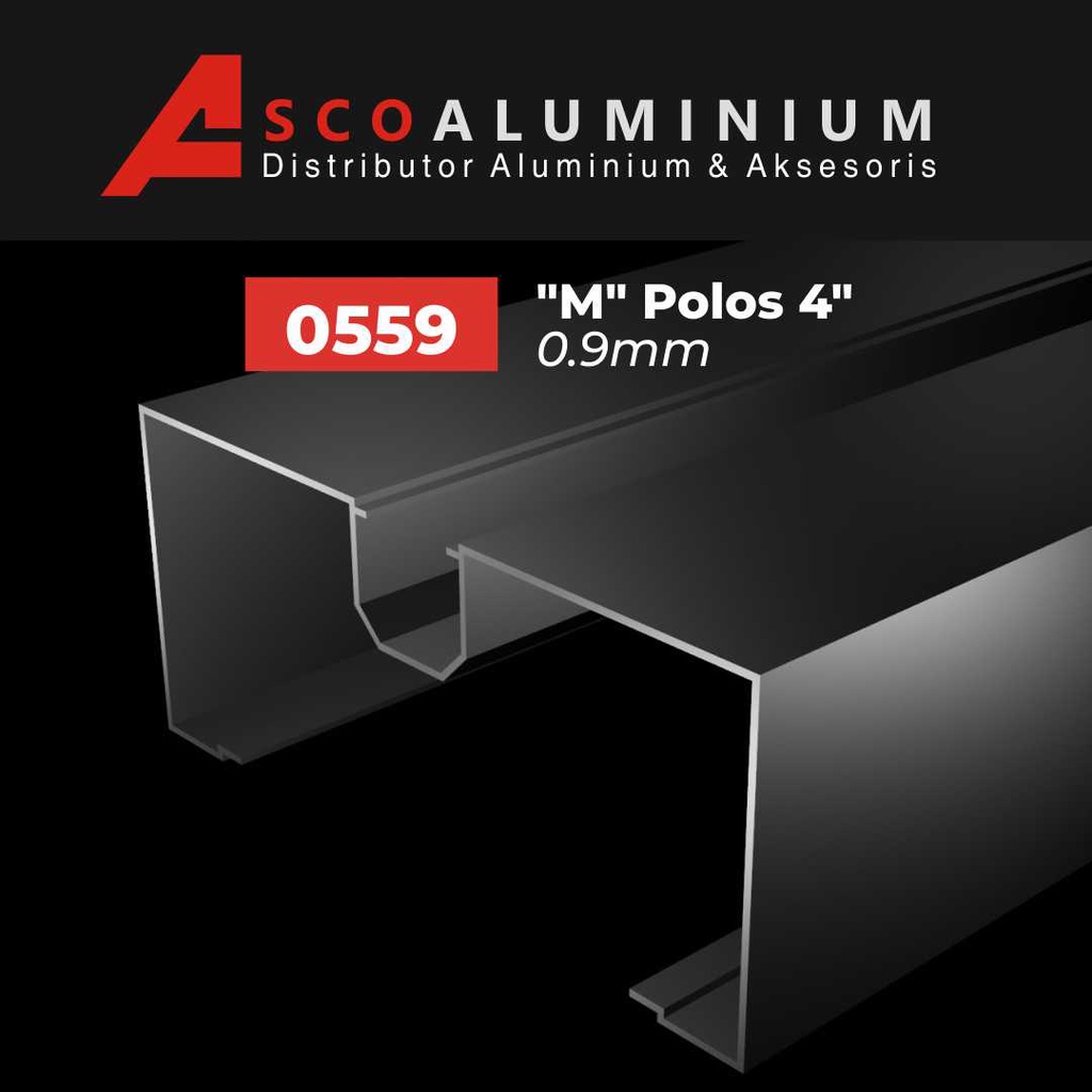 Aluminium "M" Polos Profile 0559 kusen 4 inch Alexindo