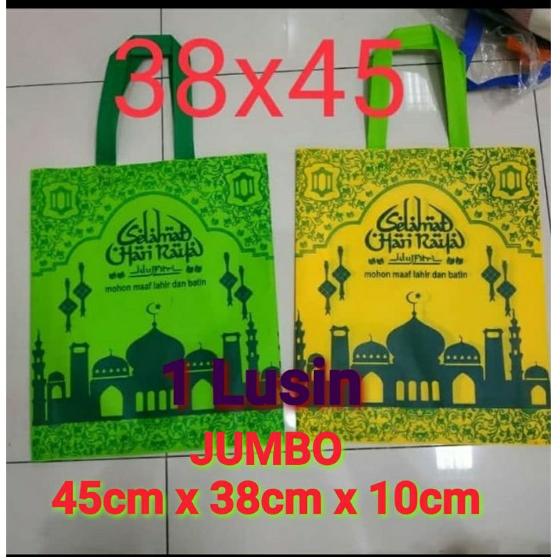 

Paket 12PCS Goodie Bag Idul Fitri 38cm x 45 cm x 10cm - Handle Lebaran - THR Tas Lebarab Genaris