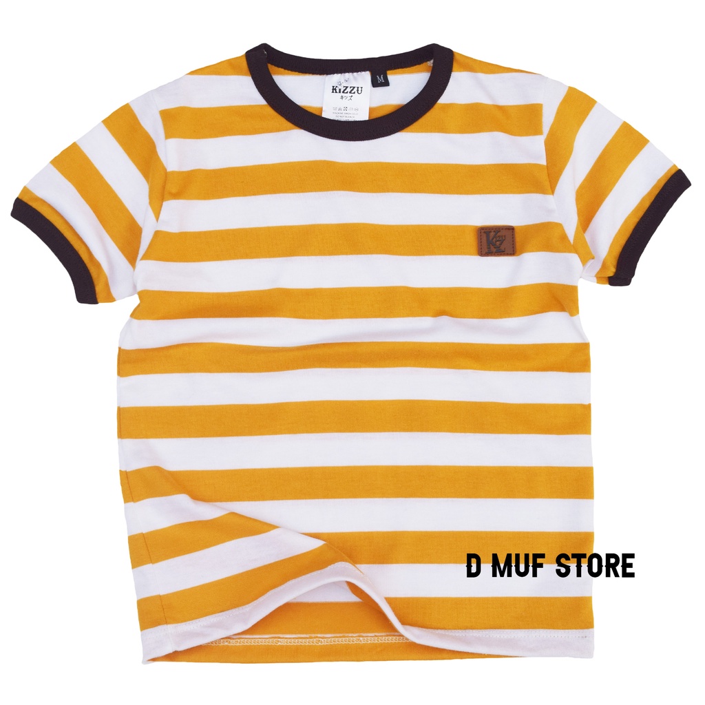 Kizzu Kaos Anak Salur Premium Usia 1-12 Tahun Salur Kuning- dmufstore