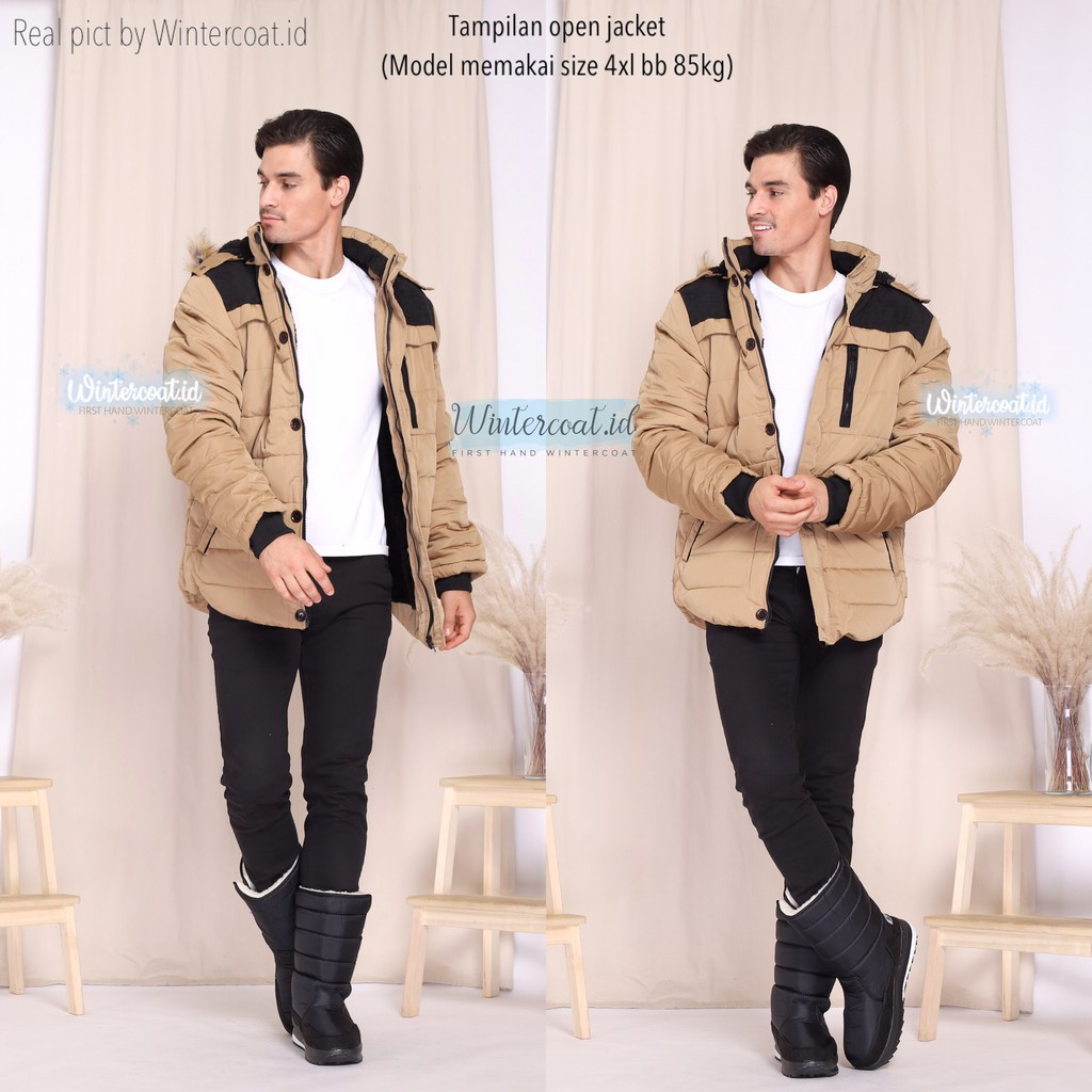 LOGAN Jaket Musim Dingin Mantel cowok pria men winter coat jumbo coklat brown