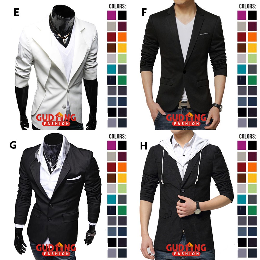 Blazer Pria Stretch Model Korea Hitam Putih - BLZ (COMB)